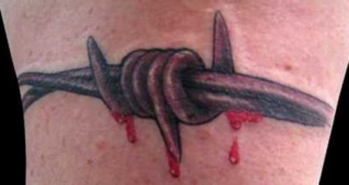 Bleeding Barbed Wire Tattoo On Muscles